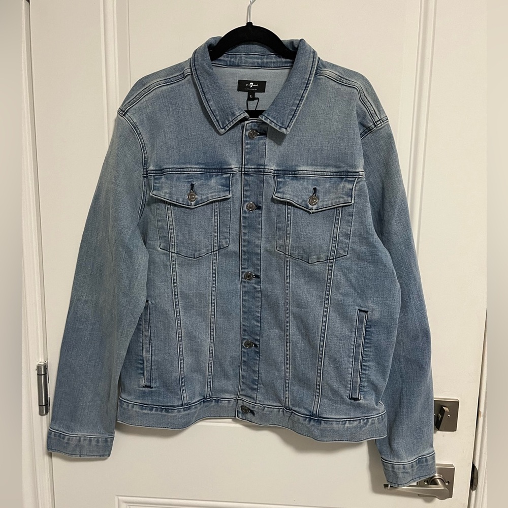 NWT - 7 For All Mankind Men's Active Sport Denim Trucker Jacket - Size L